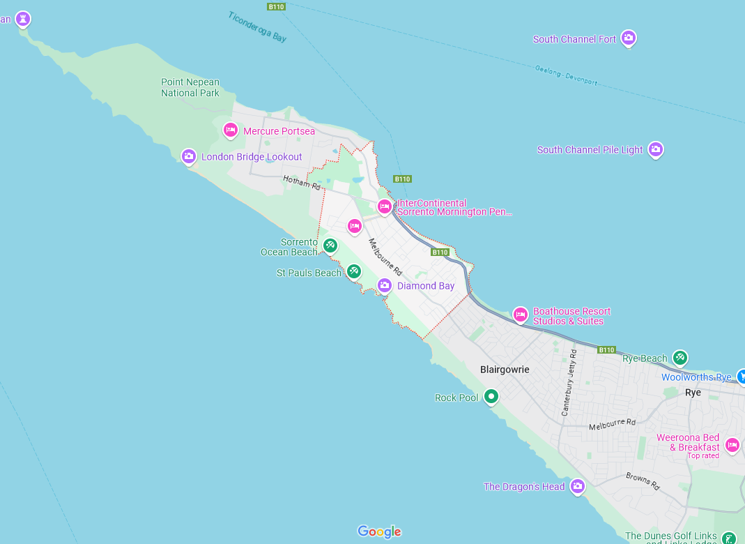 Google Maps screenhot showing Sorrento